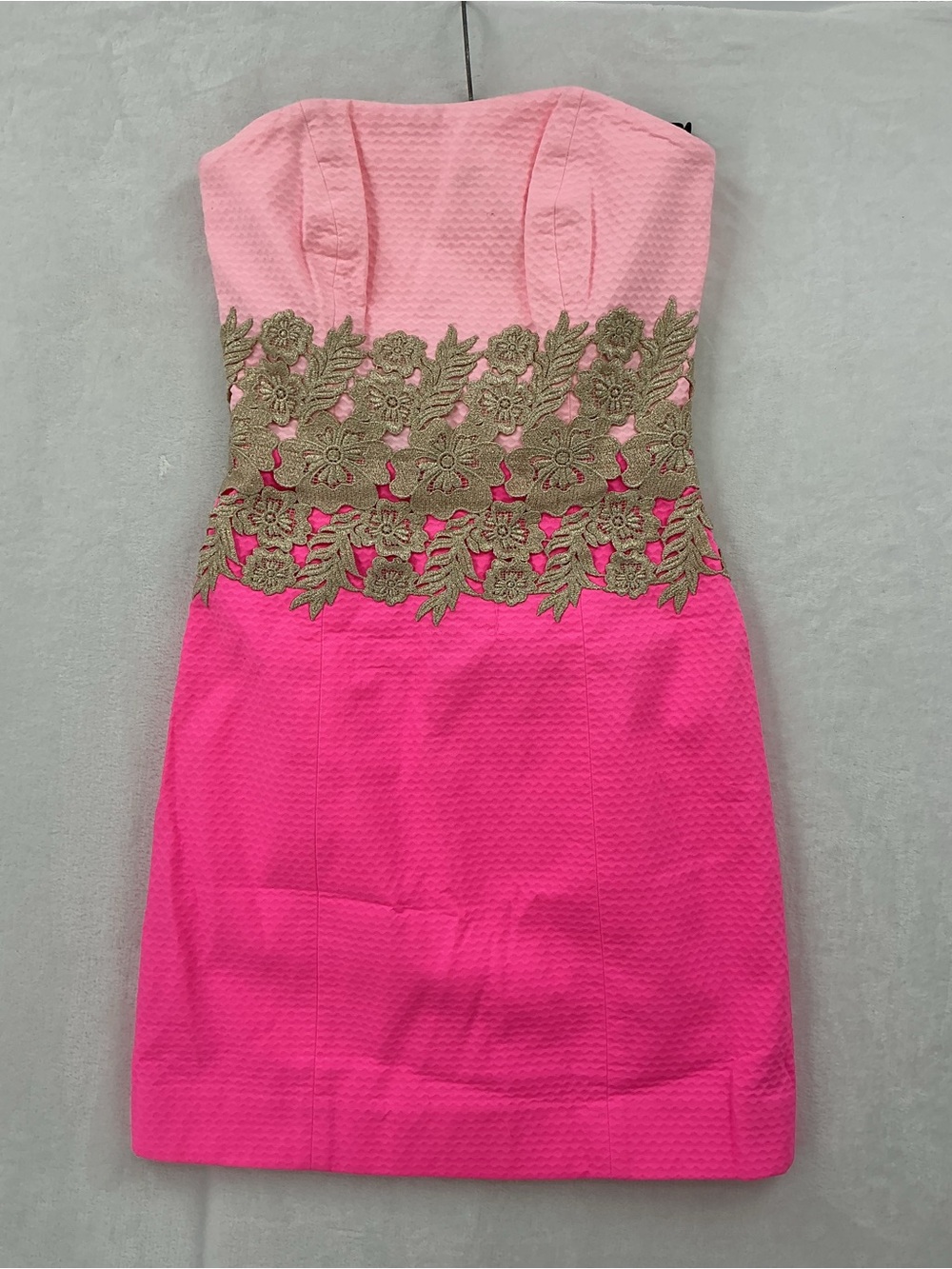NWT Lilly Pulitzer Strapless Dress in Pink with Gold Accents 0164 - Picture 6 of 8